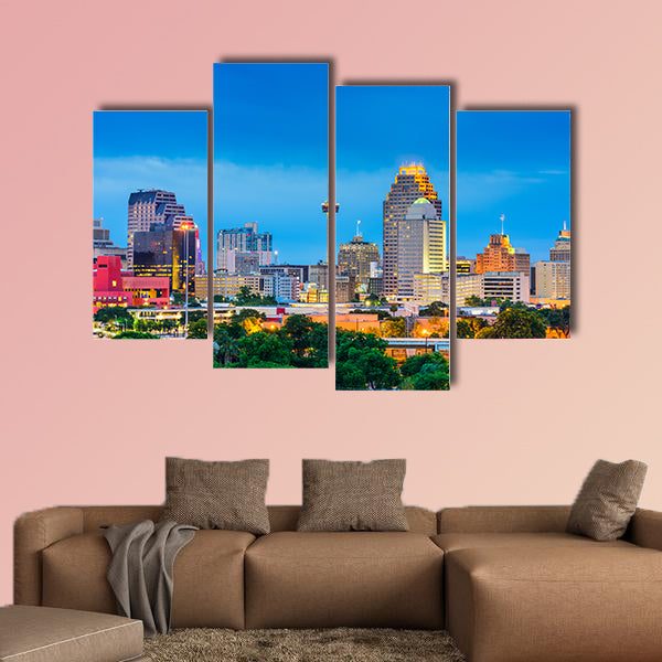 San Antonio, Texas, USA skyline Multi panel canvas wall art