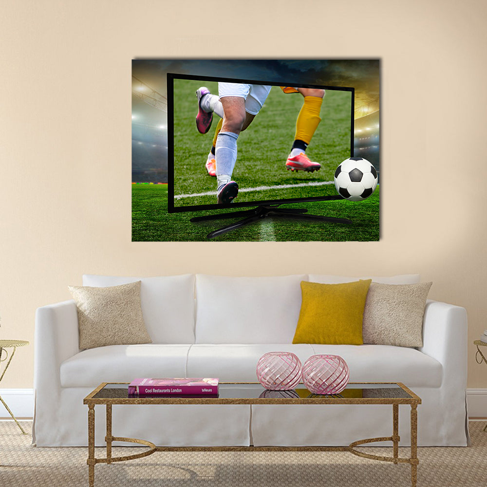 Watching smart tv translation of football game Multi panel canvas wall art