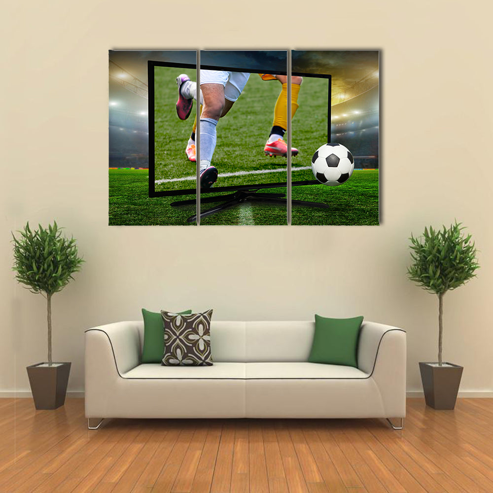 Watching smart tv translation of football game Multi panel canvas wall art