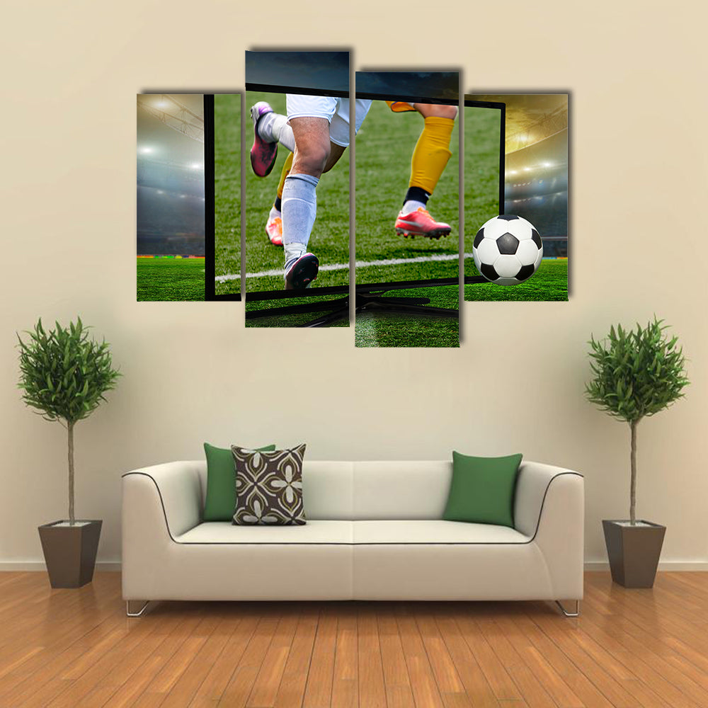 Watching smart tv translation of football game Multi panel canvas wall art