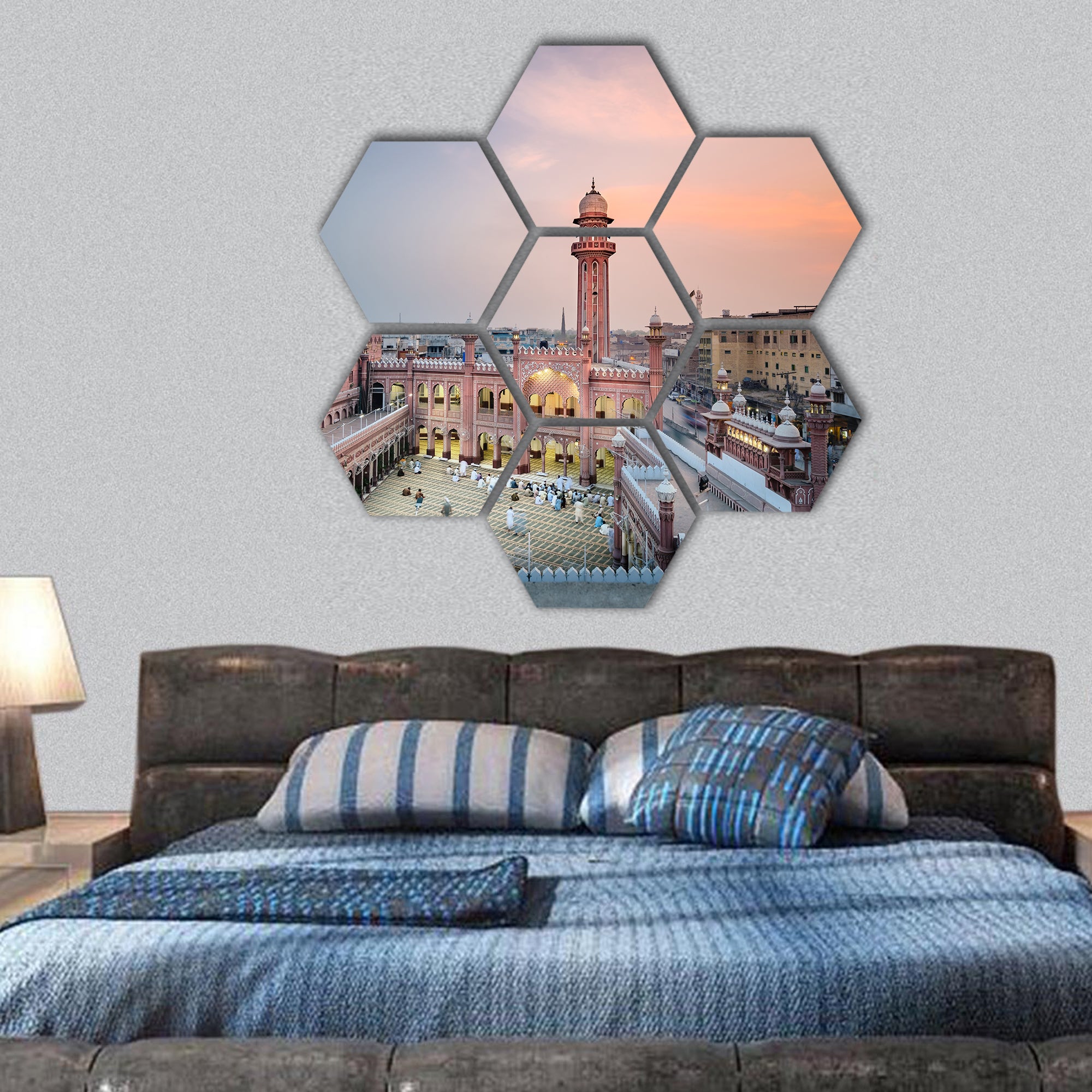 Sunehri Masjid, located at Sunehri masjid road Peshawar, hexagonal canvas wall art