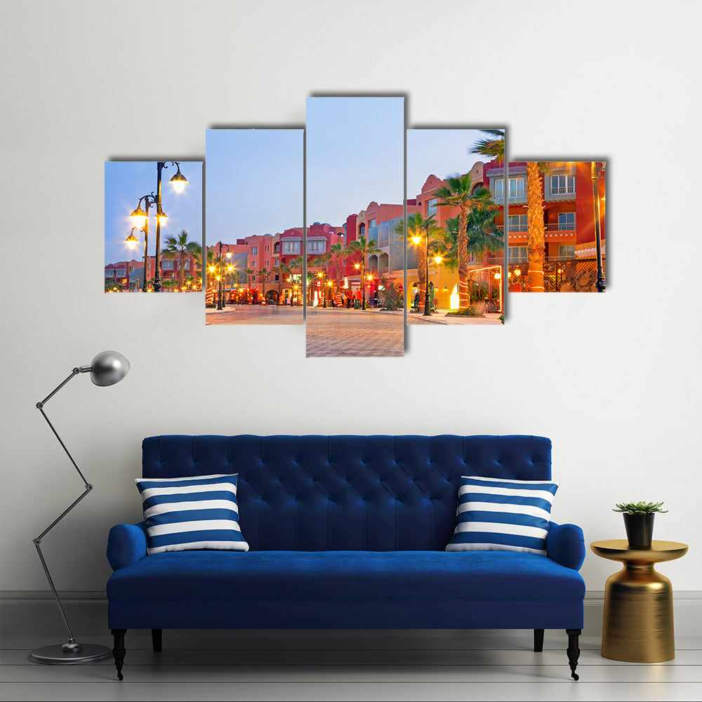 Scene Of A Beautiful Architecture Of Marina At Dusk, Cairo, Multi Panel Canvas Wall Art