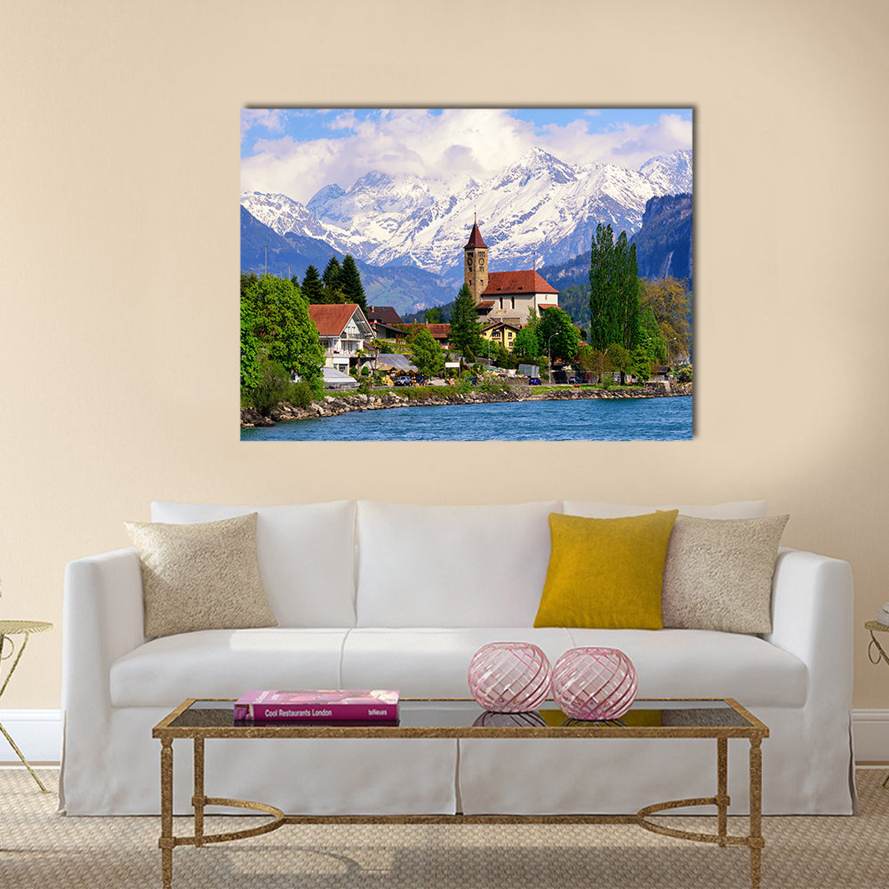 Brienz town on Lake Brienz by Interlaken multi panel canvas wall art