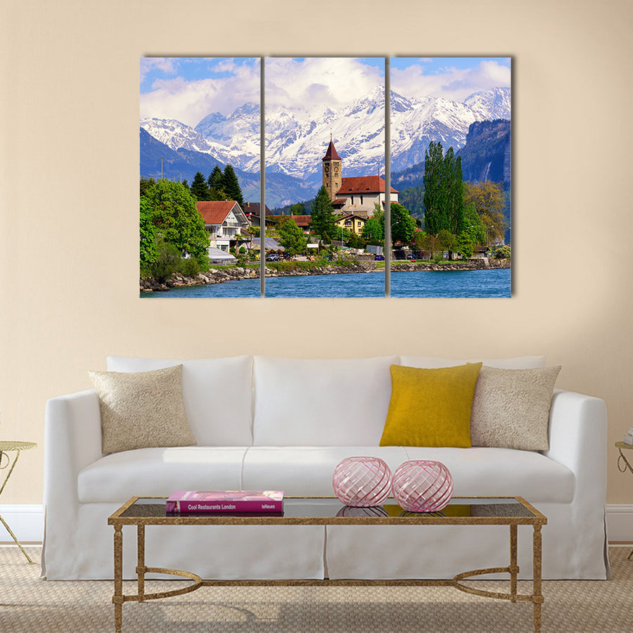 Brienz town on Lake Brienz by Interlaken multi panel canvas wall art