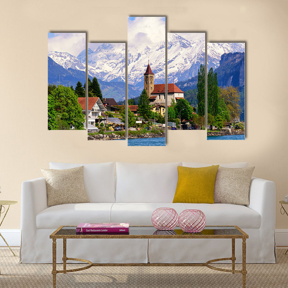 Brienz town on Lake Brienz by Interlaken multi panel canvas wall art