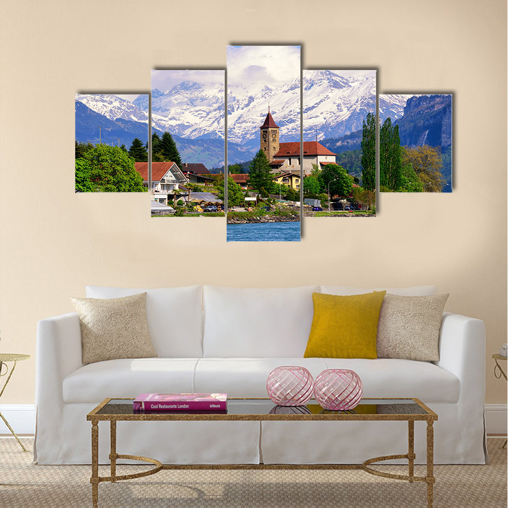 Brienz town on Lake Brienz by Interlaken multi panel canvas wall art
