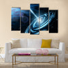 Blue galaxy with star dust Multi Panel Canvas Wall Art