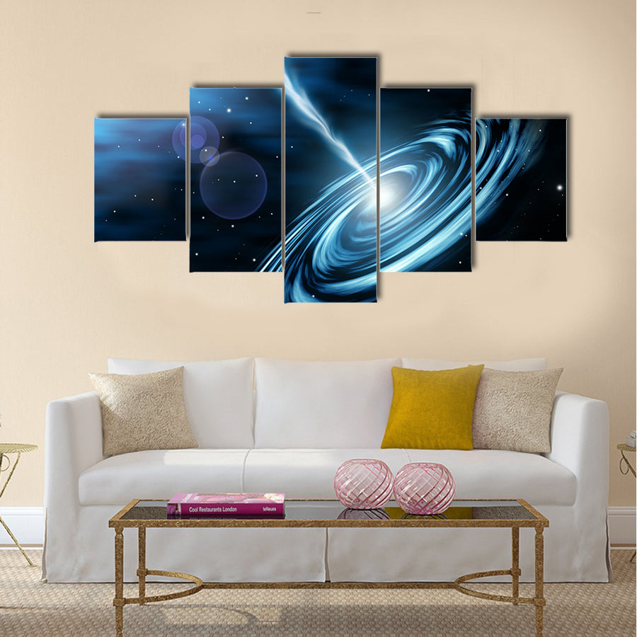 Blue galaxy with star dust Multi Panel Canvas Wall Art