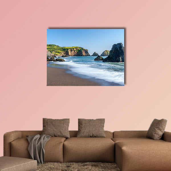 Rodeo Beach is a fantastic beach with unique red and green pebbles canvas wall art
