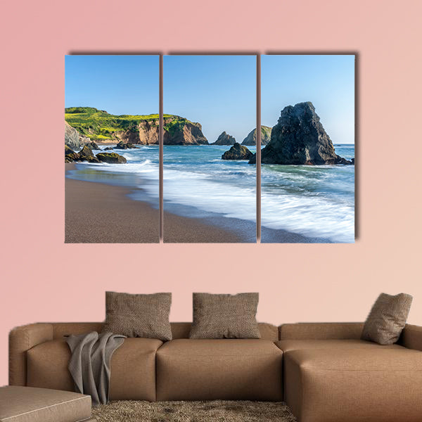 Rodeo Beach is a fantastic beach with unique red and green pebbles canvas wall art