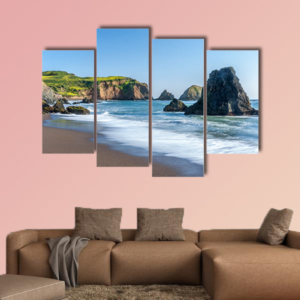 Rodeo Beach is a fantastic beach with unique red and green pebbles canvas wall art