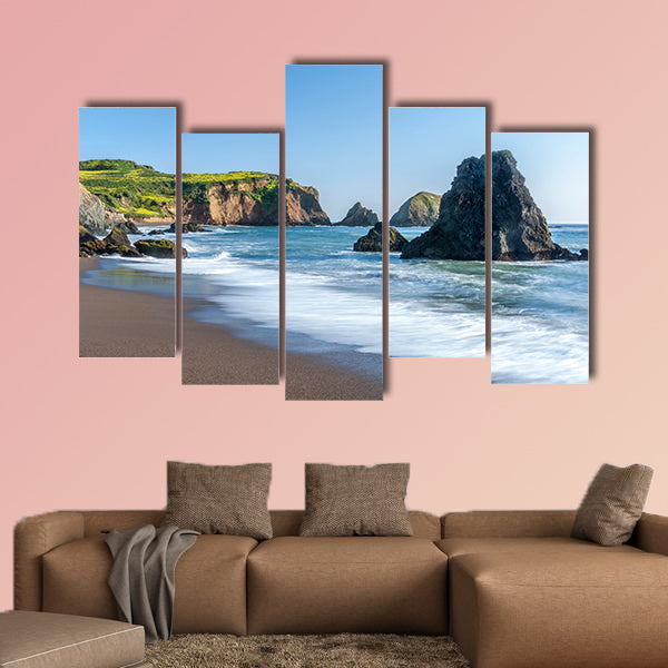 Rodeo Beach is a fantastic beach with unique red and green pebbles canvas wall art