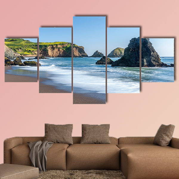 Rodeo Beach is a fantastic beach with unique red and green pebbles canvas wall art