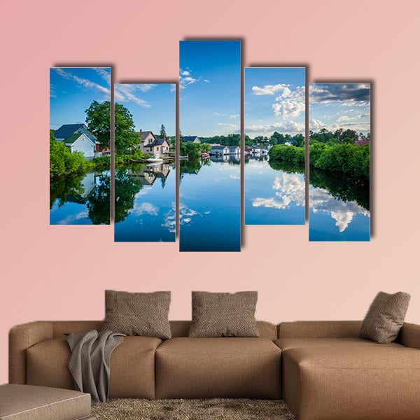 The Winnipesaukee River, in Laconia, New Hampshire Multi panel canvas wall art