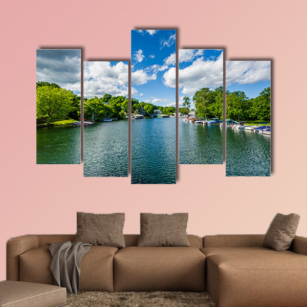 The Winnipesaukee River, in Lakeport, Laconia, Multi panel canvas wall art
