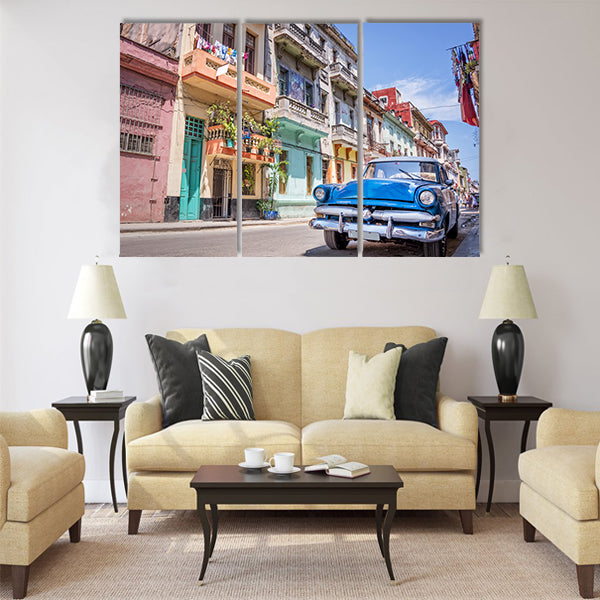 Vintage classic american car in Havana, Cuba Multi panel canvas wall art
