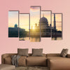 Putra mosque during sunrise with reflection, Malaysia multi panel canvas wall art