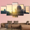 Putra mosque during sunrise with reflection, Malaysia multi panel canvas wall art