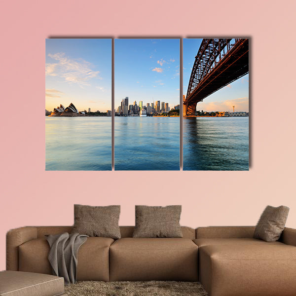 Sydney skyline during sunrise in Sydney, Australia multi panel canvas wall art