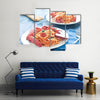 Delicious cooked Italian pasta with a sauce of lobster Multi panel canvas wall art