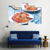 Delicious cooked Italian pasta with a sauce of lobster Multi panel canvas wall art