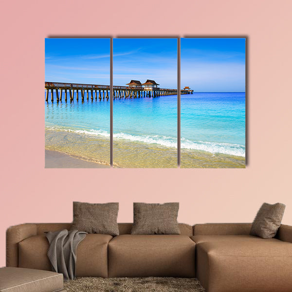 Naples Pier and beach in Florida, USA sunny day multi panel canvas wall art