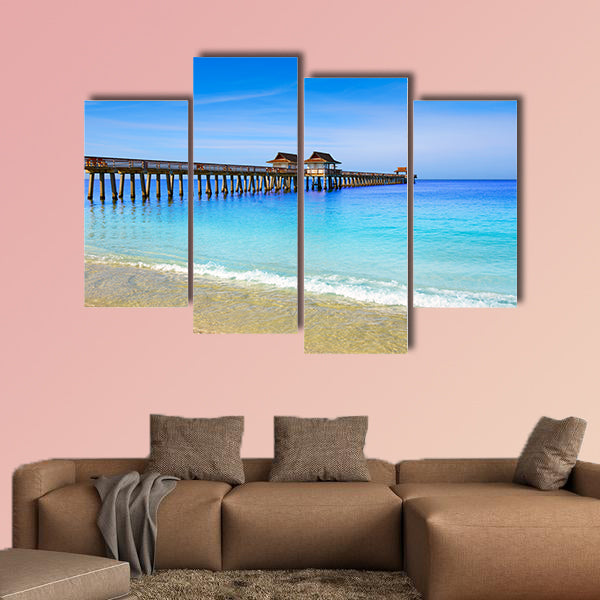 Naples Pier and beach in Florida, USA sunny day multi panel canvas wall art