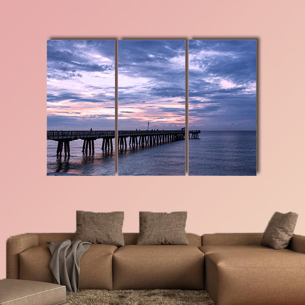 Dawn over the fishing pier multi panel canvas wall art
