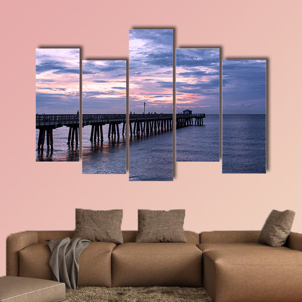 Dawn over the fishing pier multi panel canvas wall art