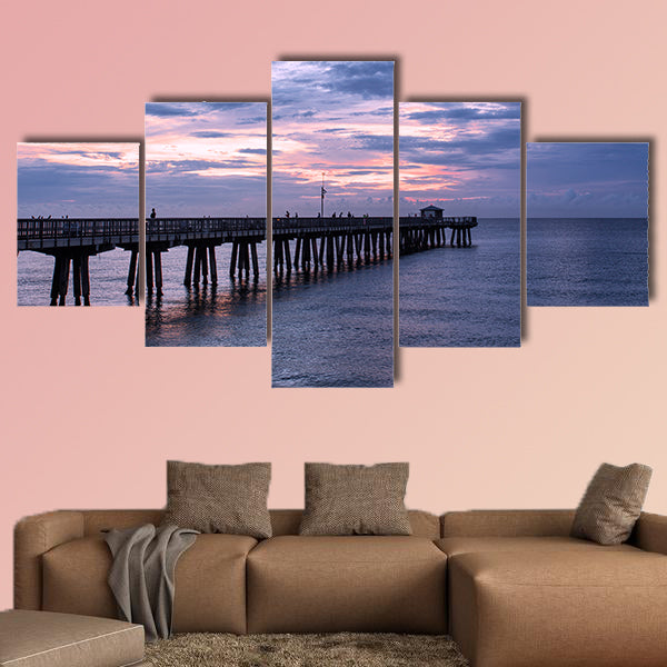 Dawn over the fishing pier multi panel canvas wall art