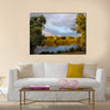 scenery in nature of river with trees around in Belarus Multi panel canvas wall art