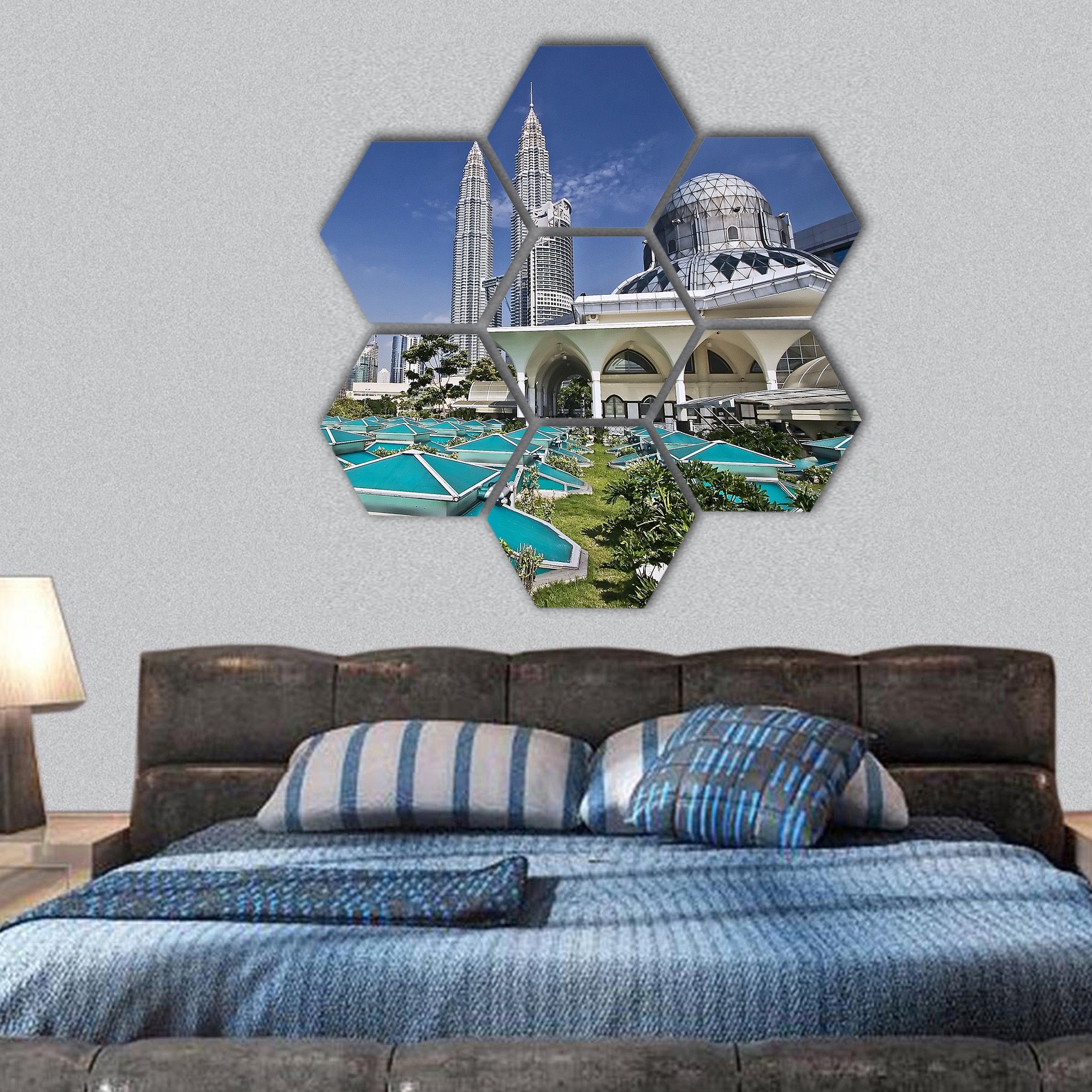 Petronas Twin Towers at Kuala Lumpur, Malaysia hexagonal canvas wall art