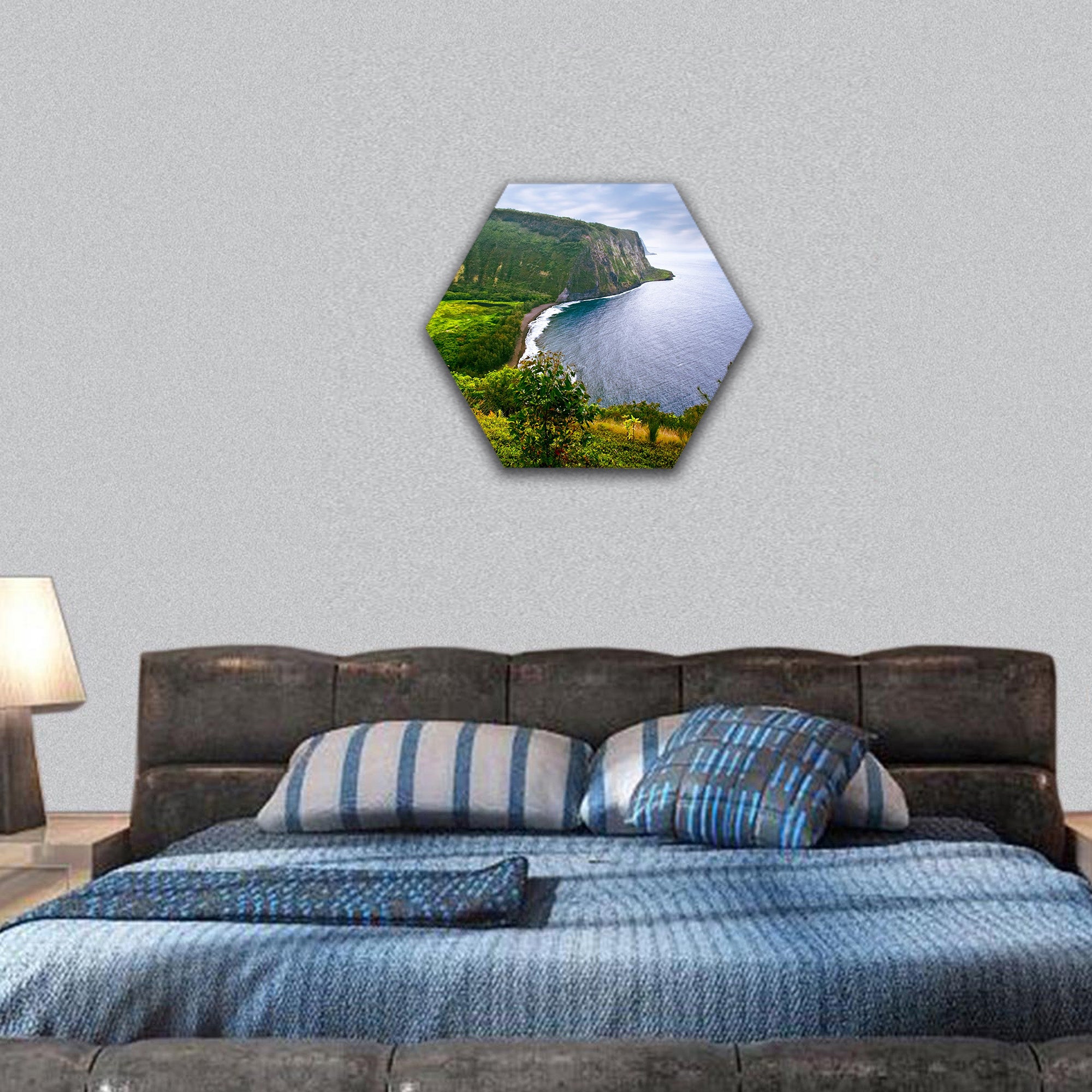 View on the ocean on Big island, USA hexagonal canvas wall art