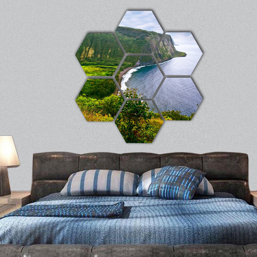 View on the ocean on Big island, USA hexagonal canvas wall art