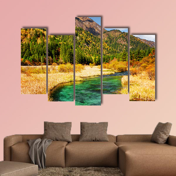 Amazing view of beautiful river with azure crystal water wall art