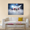 Collage of professional hockey players in action Multi panel canvas wall art