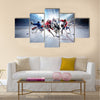 Collage of professional hockey players in action Multi panel canvas wall art