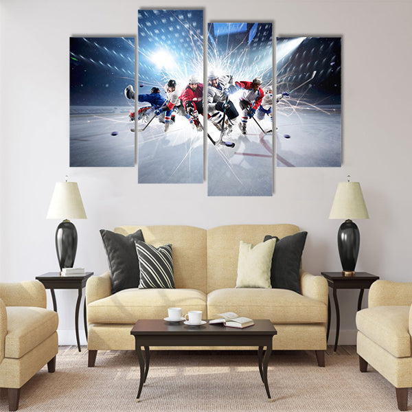 collage from professional hockey players in action Multi panel canvas wall art