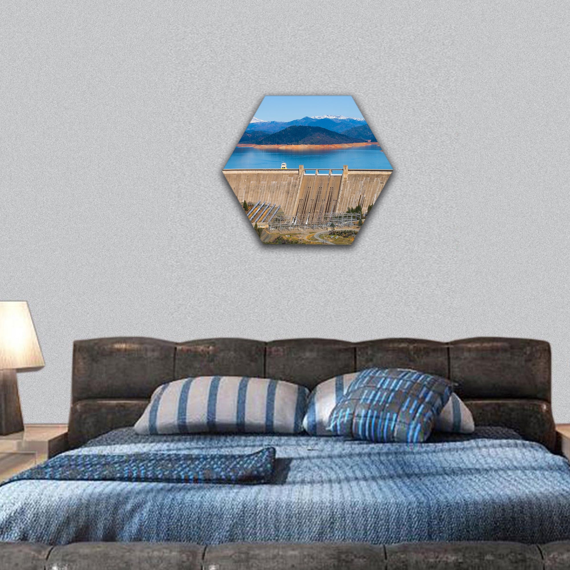 Shasta Dam hexagonal canvas wall art