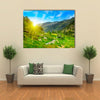 Beautiful sunrise in high mountains and blue sky, Andorra, Pyrenees Multi panel canvas wall art