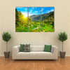 Beautiful sunrise in high mountains and blue sky, Andorra, Pyrenees Multi panel canvas wall art