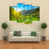 Beautiful sunrise in high mountains and blue sky, Andorra, Pyrenees Multi panel canvas wall art