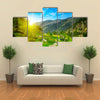 Beautiful sunrise in high mountains and blue sky, Andorra, Pyrenees Multi panel canvas wall art