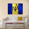 Flag of Barbados Rectangular Shape Icon with Wavy Effect Multi panel canvas wall art