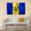 Flag of Barbados Rectangular Shape Icon with Wavy Effect Multi panel canvas wall art