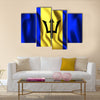 Flag of Barbados Rectangular Shape Icon with Wavy Effect Multi panel canvas wall art