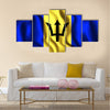 Flag of Barbados Rectangular Shape Icon with Wavy Effect Multi panel canvas wall art