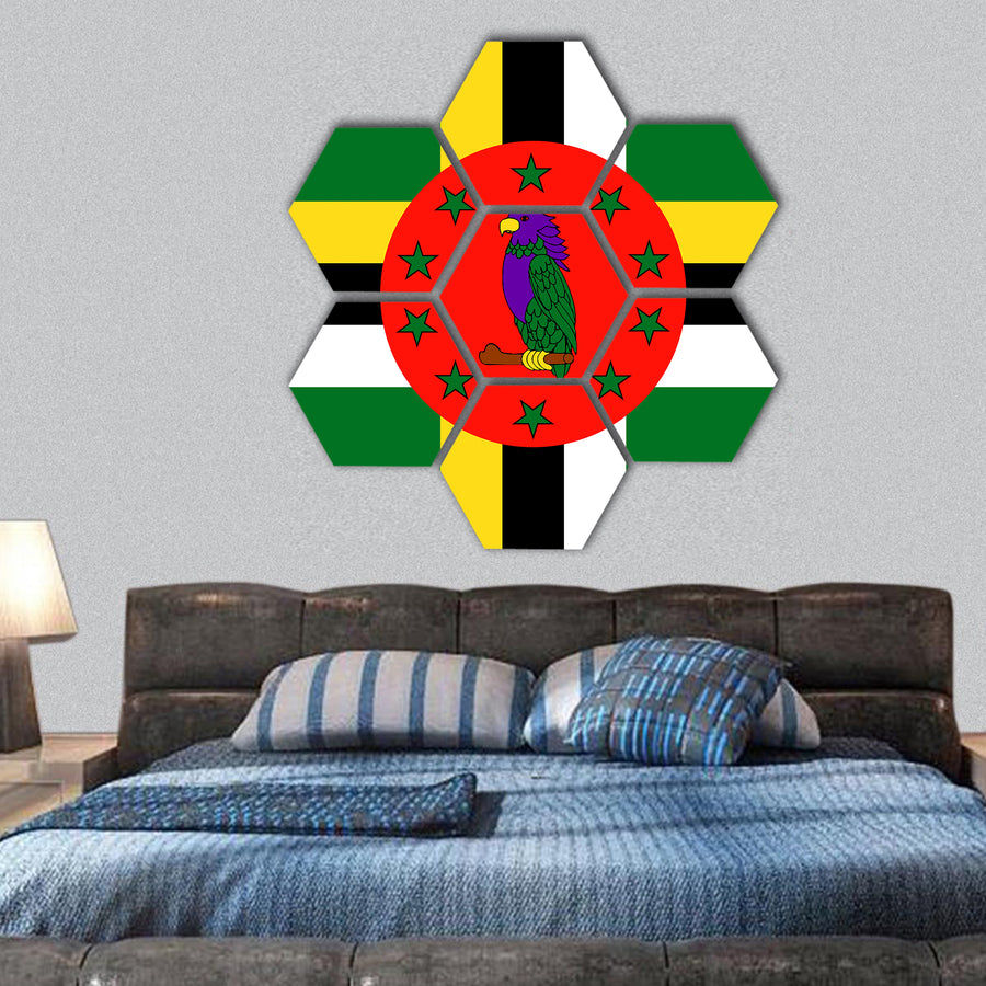 Flat Dominica flag vector background hexagonal canvas wall art