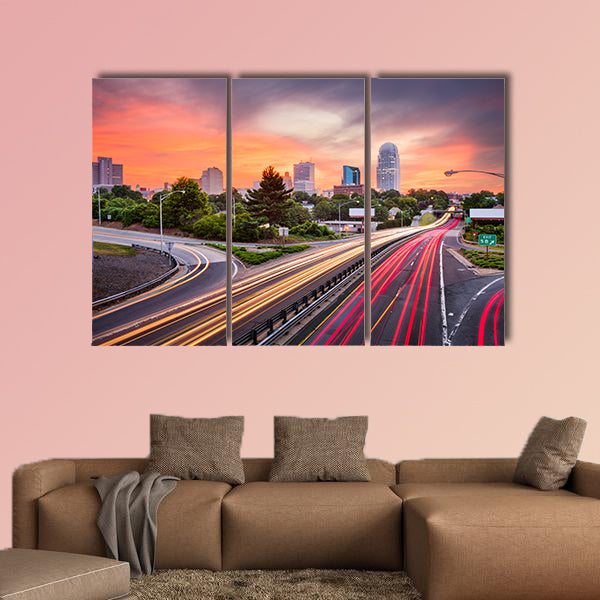 Winston-Salem, North Carolina, USA skyline Multi panel canvas wall art
