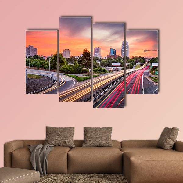 Winston-Salem, North Carolina, USA skyline Multi panel canvas wall art